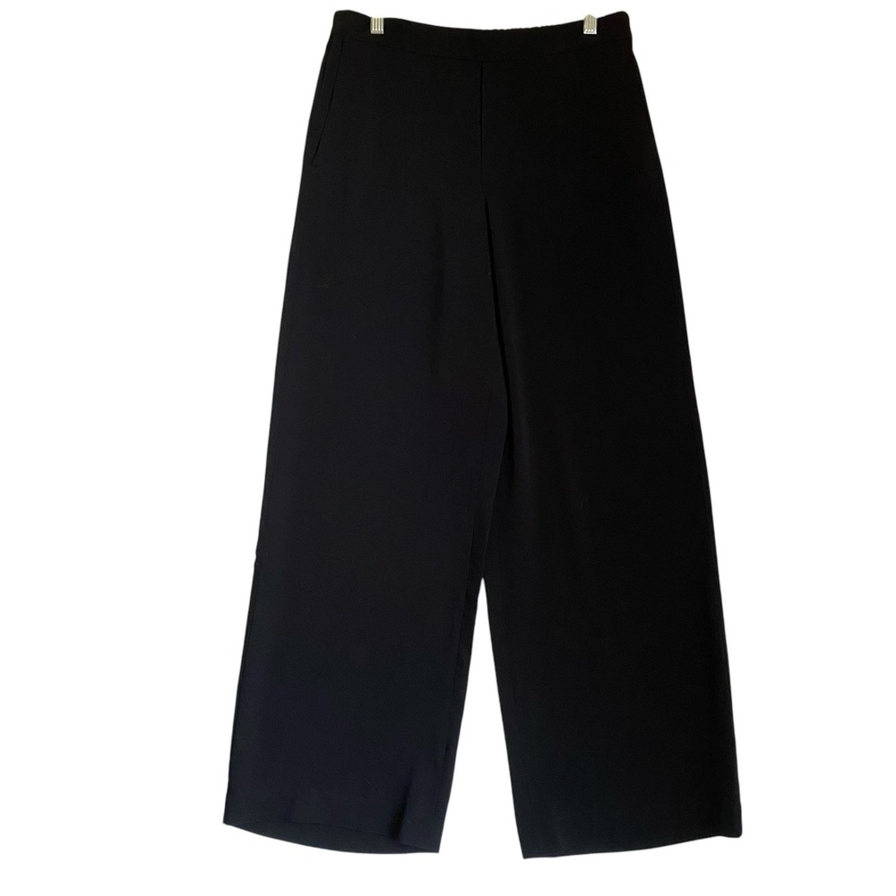 Madewell Wide Leg Pull On Pants S Black Crepe Elastic Waist Relaxed Old Money